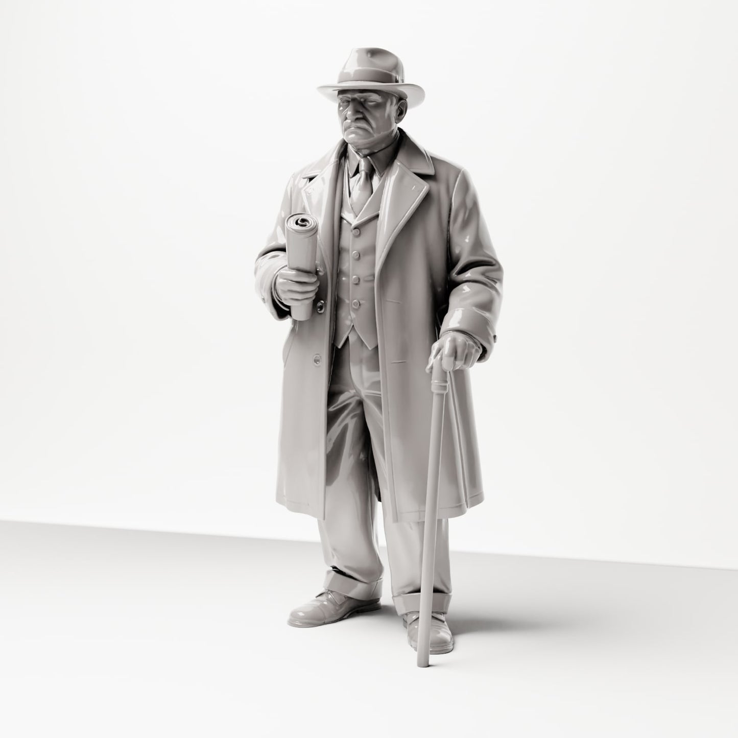 Diorama modelbouw productfoto 0: Historisch diorama figuur: Oudere heer met krant en wandelstok (jaren 1920-1930) (sc06)