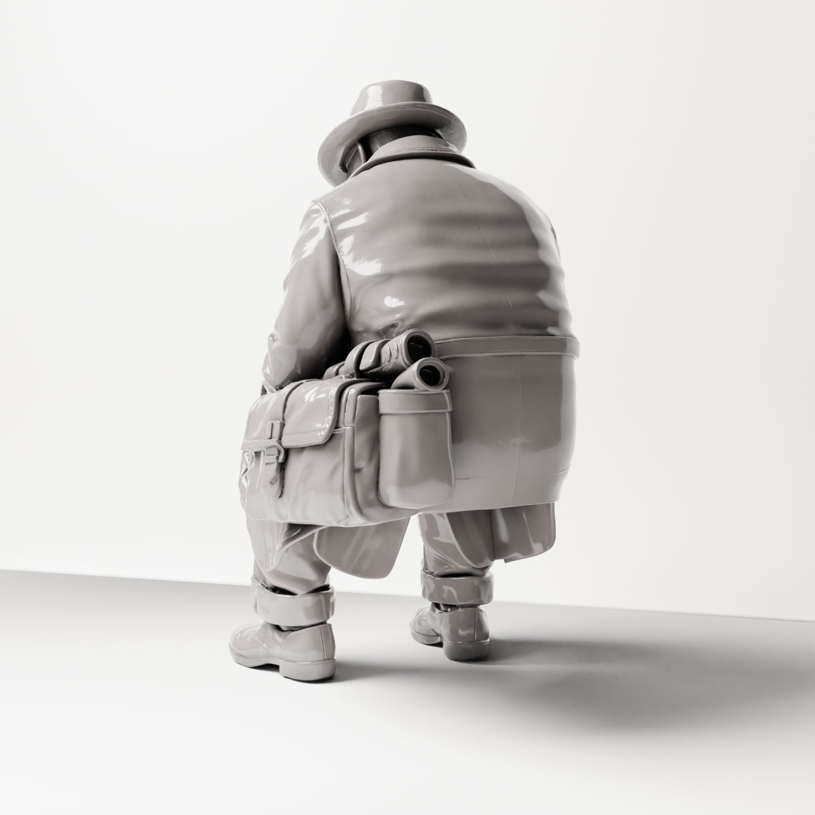 Diorama modelbouw productfoto 2: Zittende figuur: Man zittend op bankrand, jaren '20 reiziger met krant en schoudertas (sc07)