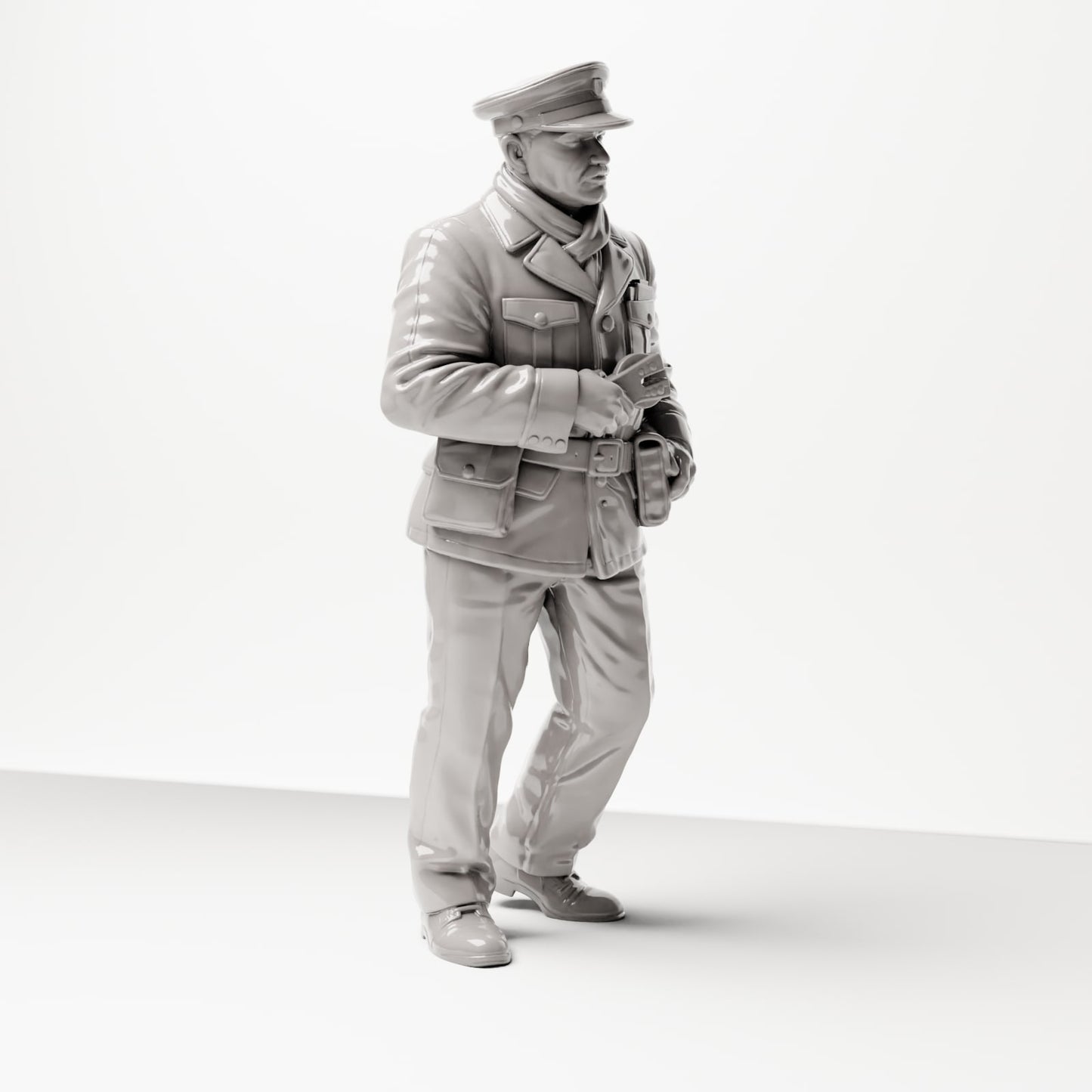 Diorama modelbouw productfoto 4: Historisch diorama figuur: conducteur / kaartjescontroleur met perforator, jaren 1920-1930 (sc09)