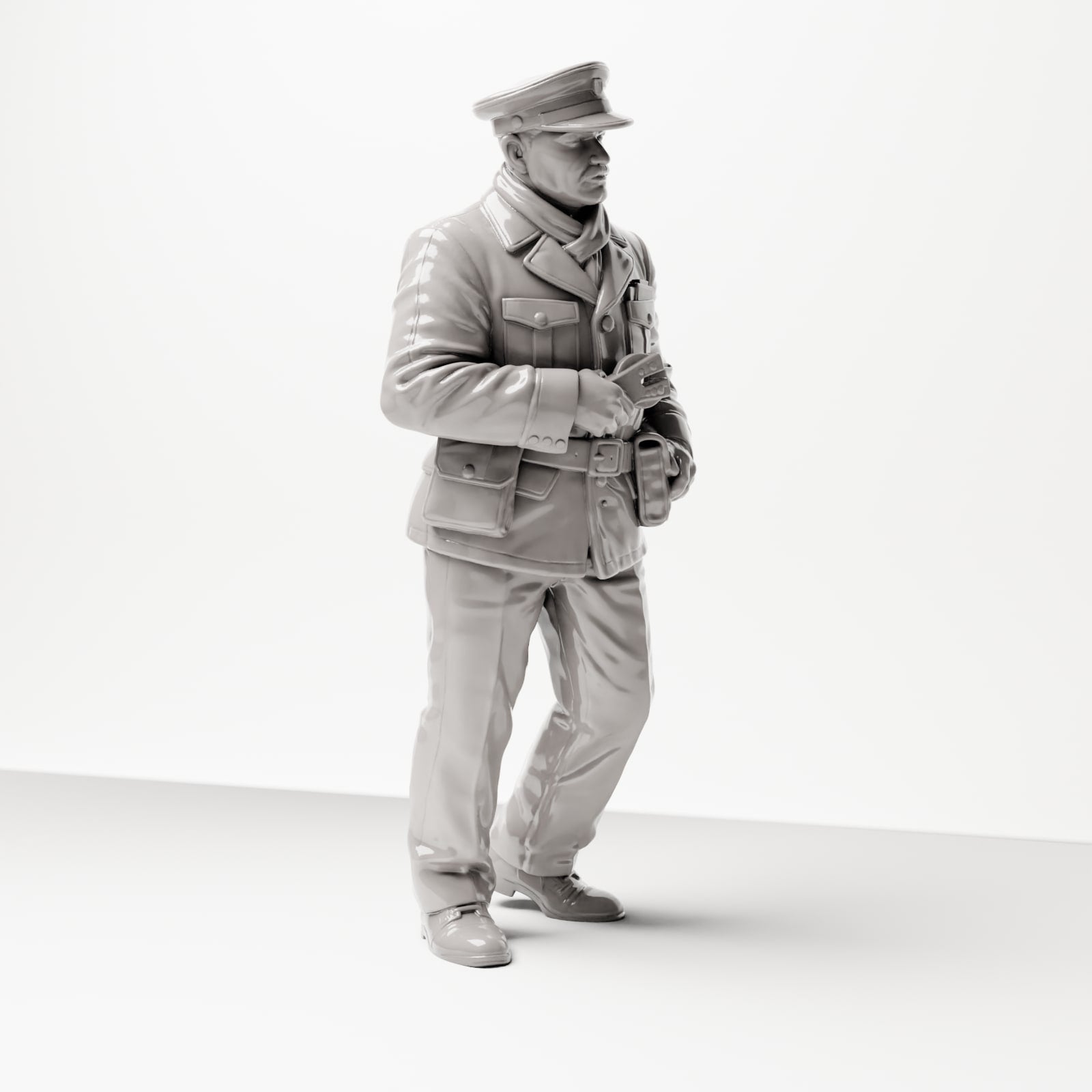 Diorama modelbouw productfoto 4: Historisch diorama figuur: conducteur / kaartjescontroleur met perforator, jaren 1920-1930 (sc09)