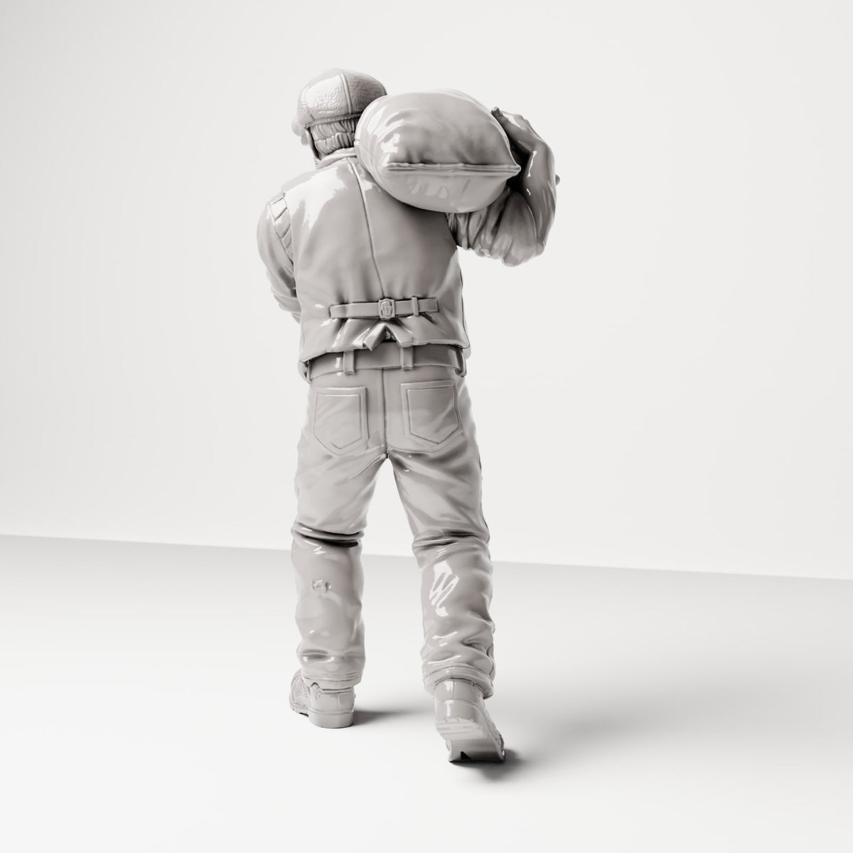 Diorama modelbouw productfoto 2: Historische dioramafiguur: dokwerker met meelzak op de schouder (sc13)