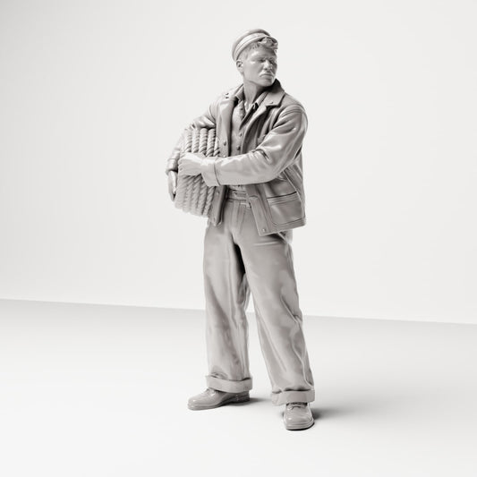 Diorama modelbouw productfoto 0: Historische dioramafiguur: havenarbeider met touwrol aan de heup (sc15)