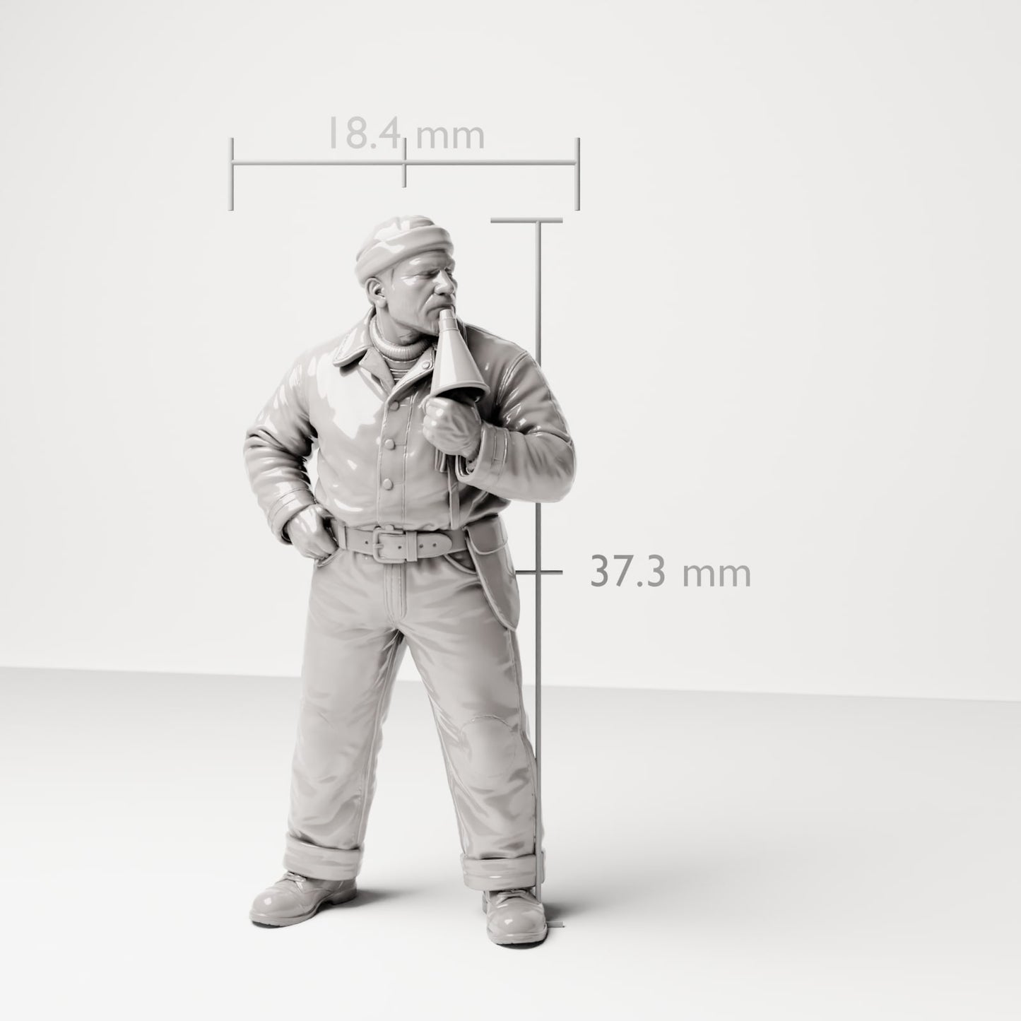 Diorama-modelbouw productfoto 6: Historisch dioramafiguur: bootsman met spreekbuis uit de jaren 1920-1930 (sc18)