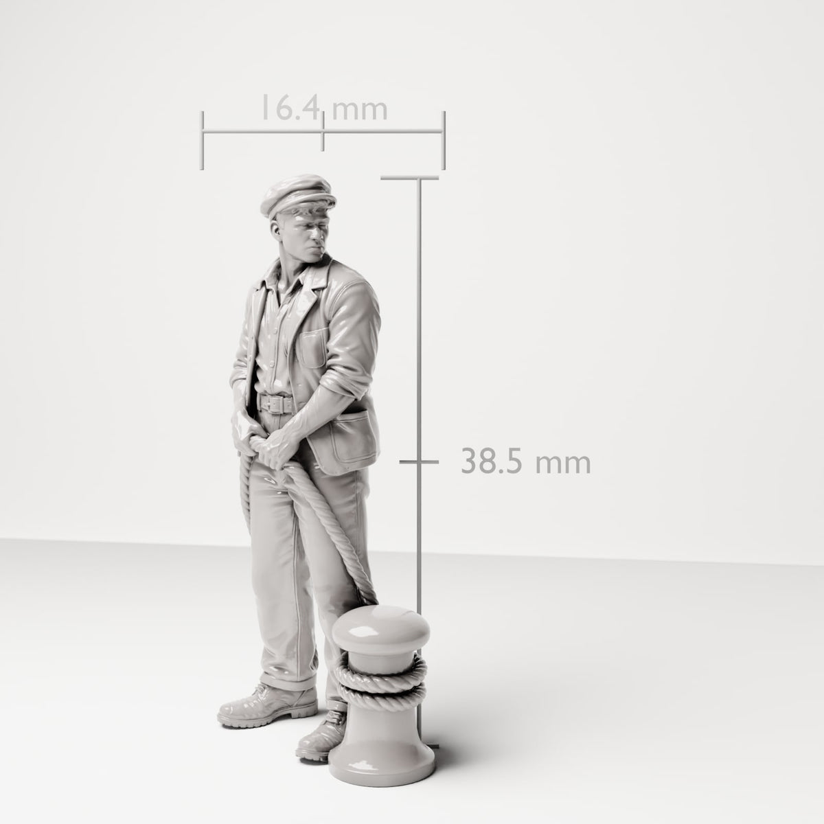 Diorama modelbouw productfoto 6: Historische dioramafiguur: matroos of kadepersoneel met boldertouw (sc20)