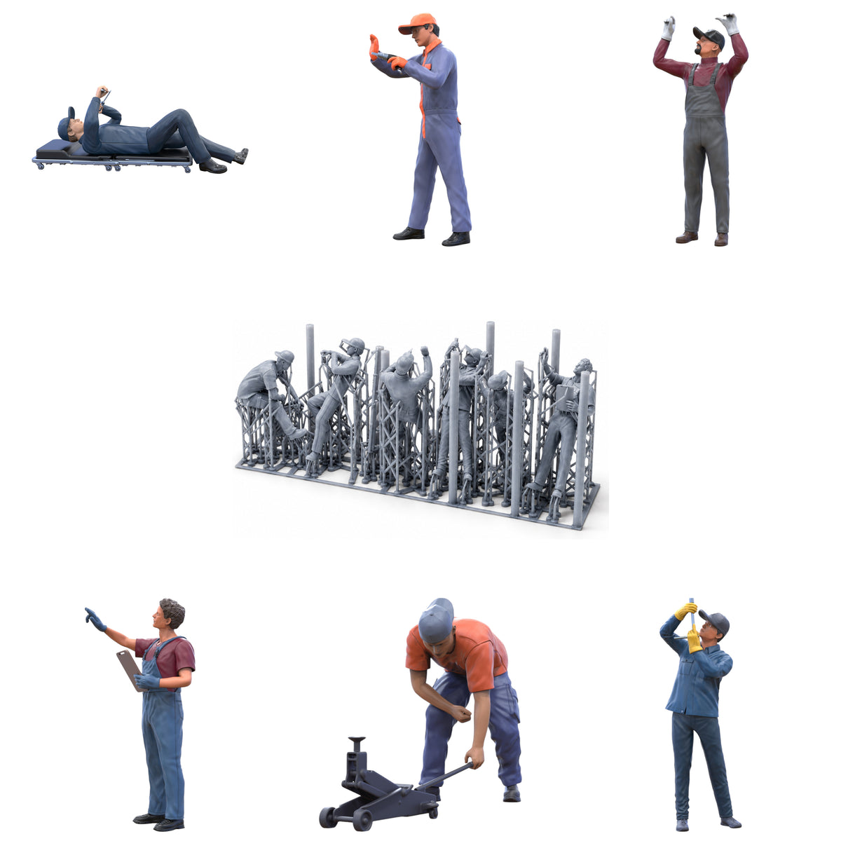 Productfoto diorama en modelbouw miniatuurfiguur: Mechanicus set, 6 figuren