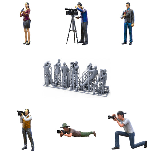 Productfoto diorama en modelbouw miniatuur figuur: Reporter set, 6 figuren