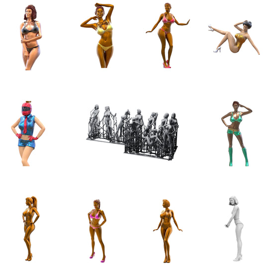 Productfoto diorama en modelbouw miniatuur figuur: Boxenluder set, 10 figuren