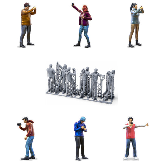 Productfoto diorama en modelbouw miniatuurfiguur: toeschouwer set, 6 figuren