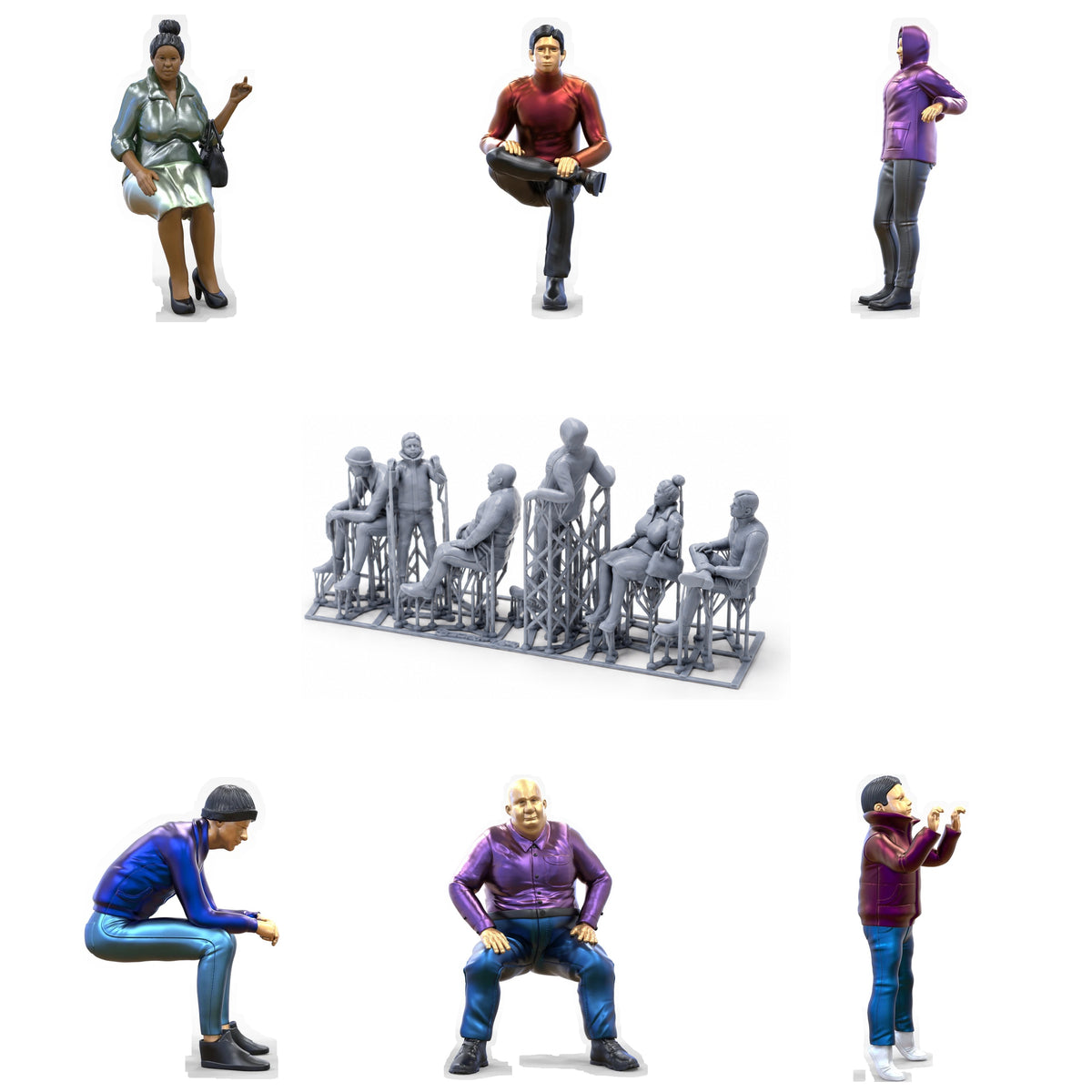 Productfoto Diorama en modelbouw miniatuurfiguur: Toeschouwer Set 2, 6 figuren