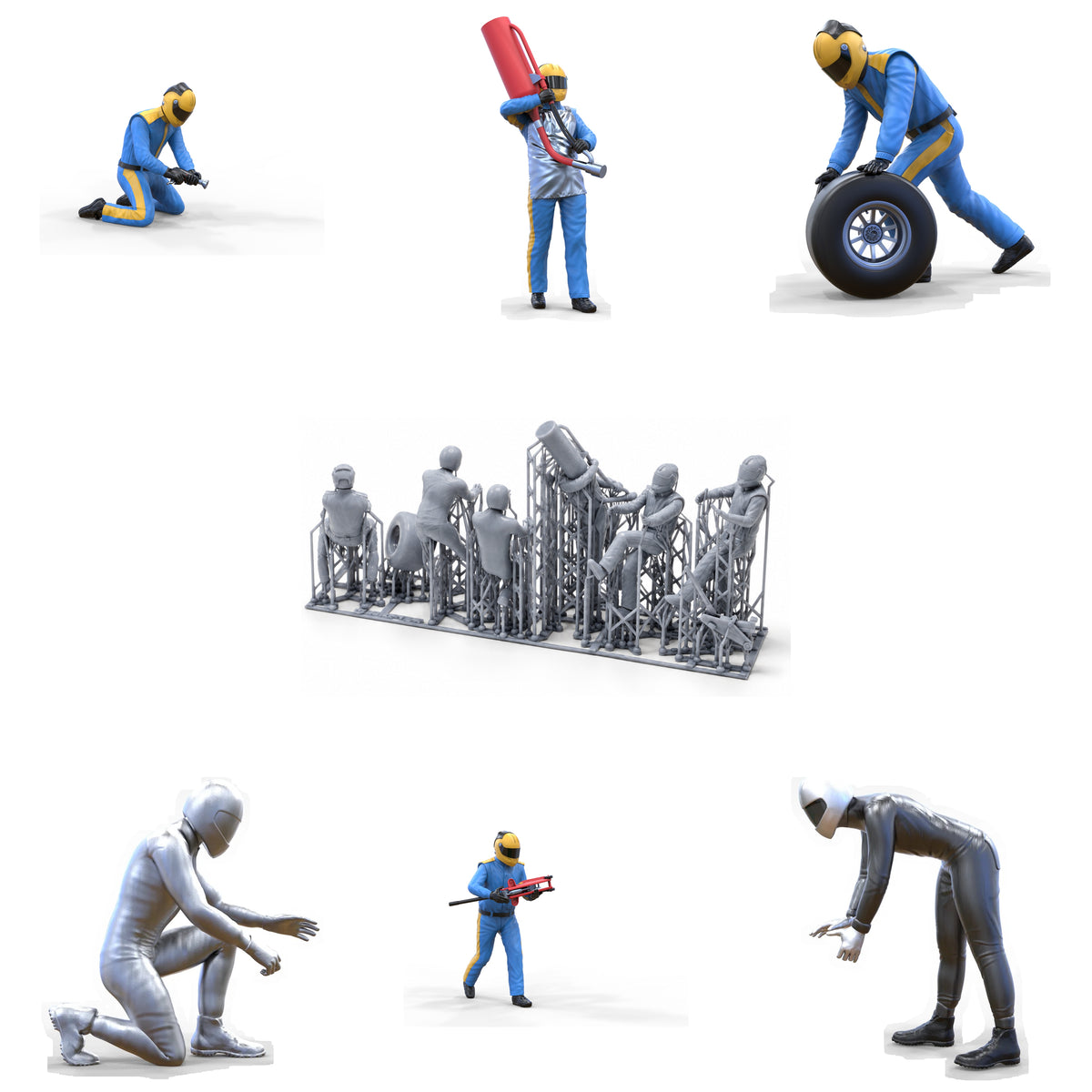 Productfoto Diorama en modelbouw miniatuurfiguur: Pit-Crew Set, 6 figuren