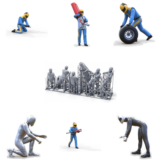 Productfoto Diorama en modelbouw miniatuurfiguur: Pit-Crew Set, 6 figuren