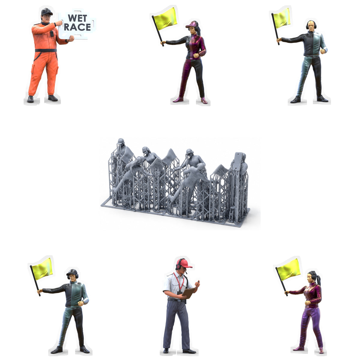 Productfoto diorama en modelbouw miniatuurfiguur: verkeerspost set 2, 6 figuren