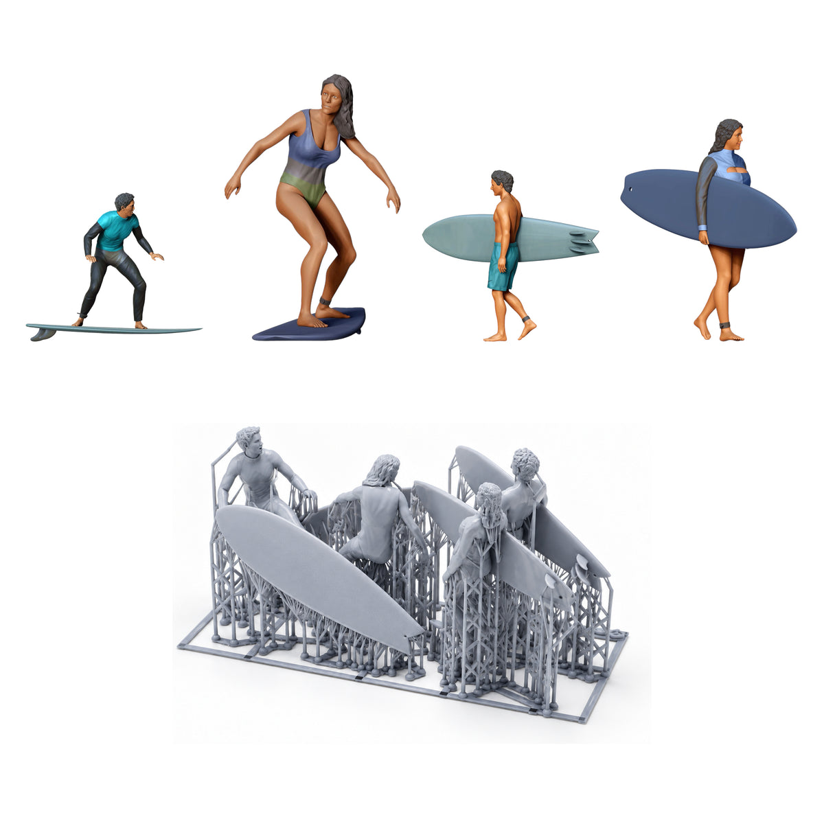 Diorama modelbouw productfoto 0: Surfer en golfrijders set