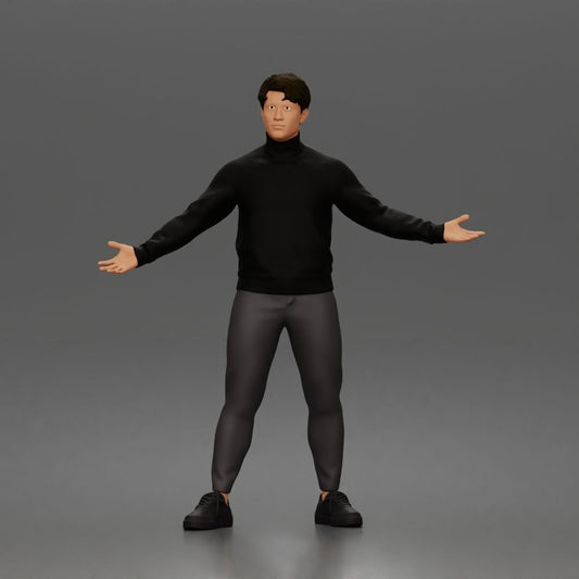 Diorama-modelbouw productfoto 0: Staande figuur: presenterende man met coltrui en open armen (a190)