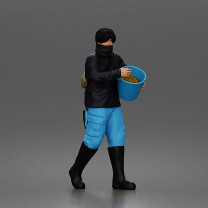 Diorama modelbouw productfoto 0: Staande figuur: dierenverzorger met open voederemmer (a191)