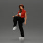 Diorama Modellbau Produktfoto 0: Stehende Figur: Frau mit Kopfhörern & weitem Streetwear-Outfit, Bein angehoben (a164)