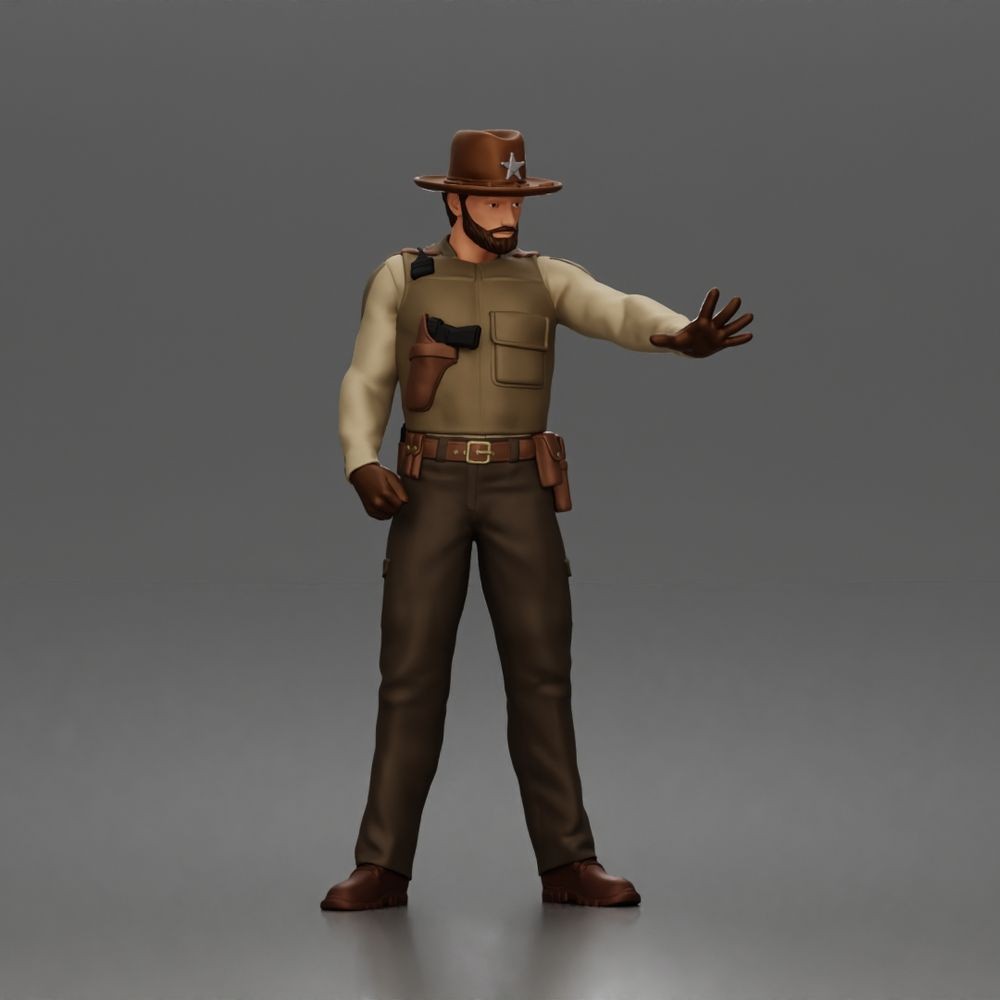 Diorama Modellbau Produktfoto 0: Stehende Figur: Sheriff mit Westernhut, Stiefeln & Ausrüstungsgürtel (a205)