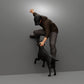Diorama Modellbau Produktfoto 1: Diorama Figur: Springender Mann mit Kapuzenpullover rettet Hund (a200)