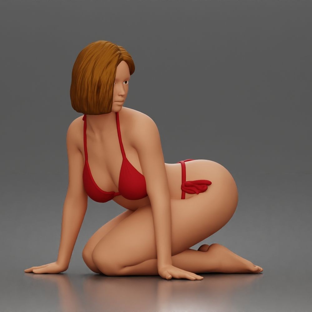 Diorama Modellbau Produktfoto 1: Kniende Figur: Strandfrau im gebundenen Bikini (a182)