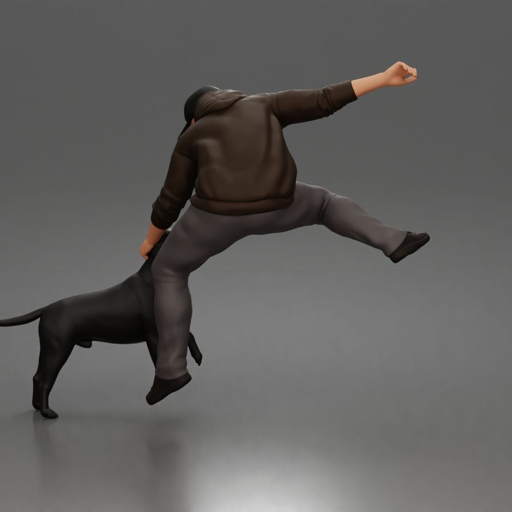 Diorama Modellbau Produktfoto 2: Diorama Figur: Geduckter Mann mit Kapuzenpullover (a201)