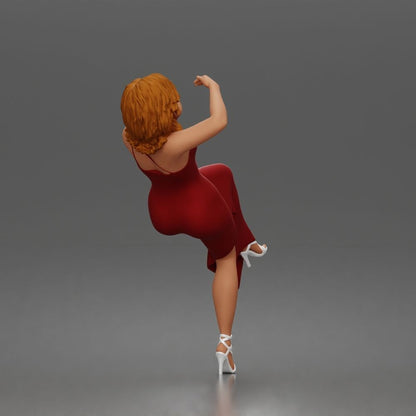 Diorama modelbouw productfoto 2: Staande figuur: achteroverleunende vrouw in lange jurk met schoenen met bandjes (a192)
