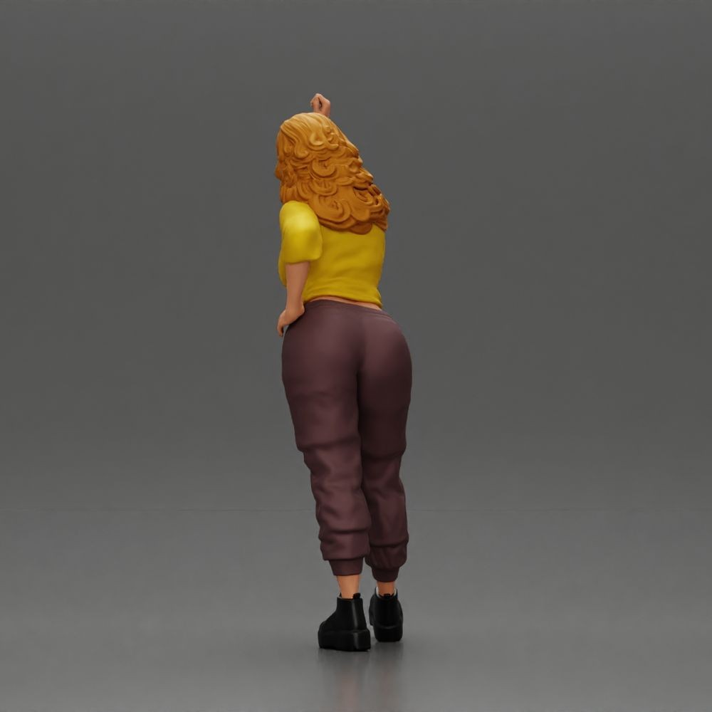 Diorama Modellbau Produktfoto 3: Stehende Figur: Frau mit erhobenem Arm & Hand an der Hüfte (a157)