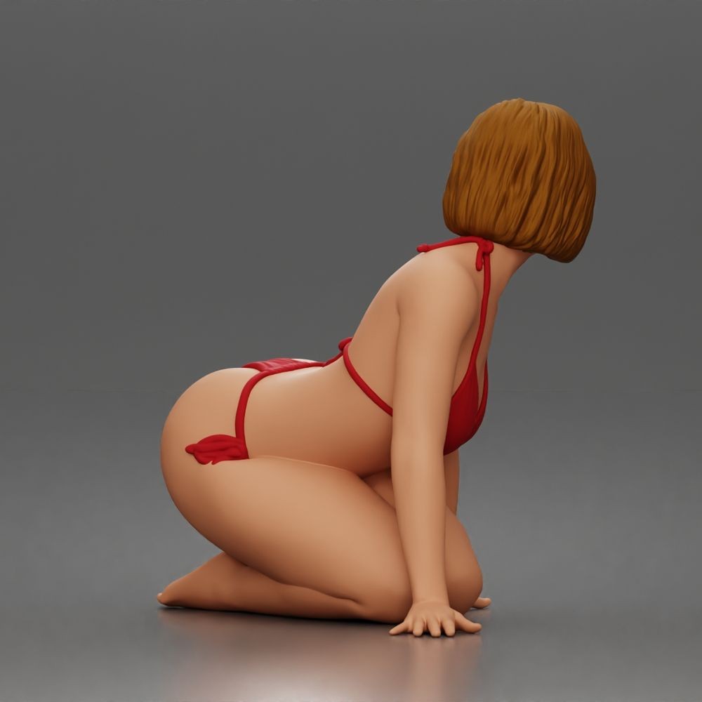 Diorama Modellbau Produktfoto 3: Kniende Figur: Strandfrau im gebundenen Bikini (a182)