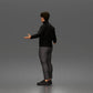 Diorama Modellbau Produktfoto 4: Stehende Figur: Präsentierender Mann mit Rollkragenpullover und offenen Armen (a190)