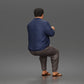 Diorama Modellbau Produktfoto 5: Sitzende Figur: Gestikulierender Mann mit Pullover, Hose & Flip-Flops (a165)
