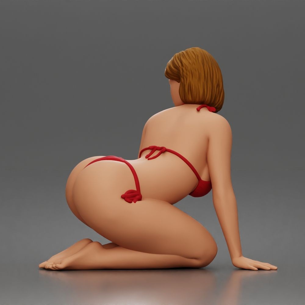Diorama Modellbau Produktfoto 4: Kniende Figur: Strandfrau im gebundenen Bikini (a182)