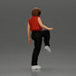 Diorama Modellbau Produktfoto 6: Stehende Figur: Frau mit Kopfhörern & weitem Streetwear-Outfit, Bein angehoben (a164)