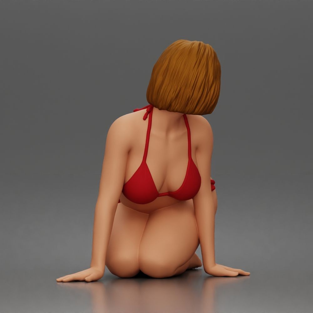 Diorama Modellbau Produktfoto 5: Kniende Figur: Strandfrau im gebundenen Bikini (a182)