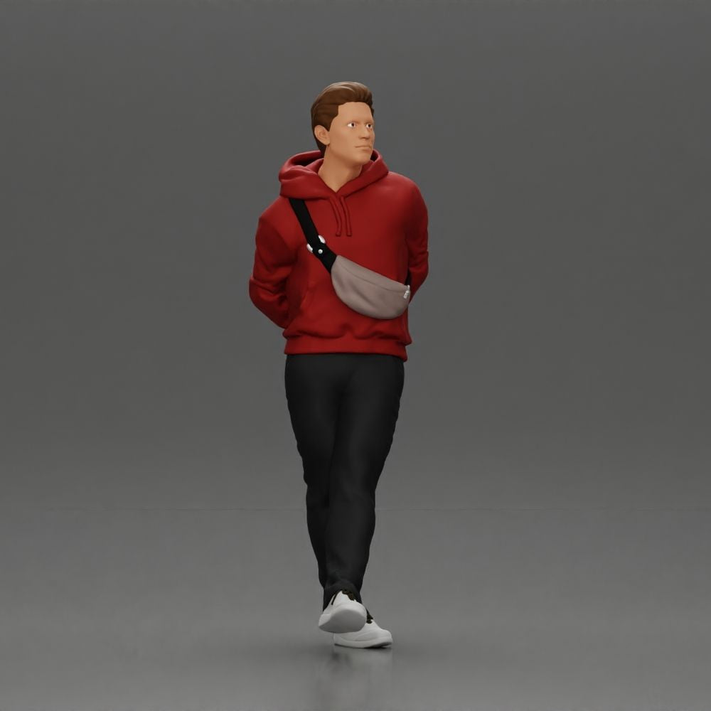 Diorama Modellbau Produktfoto 6: Gehende Figur: Mann in Freizeitkleidung mit Händen hinter dem Rücken (a158)