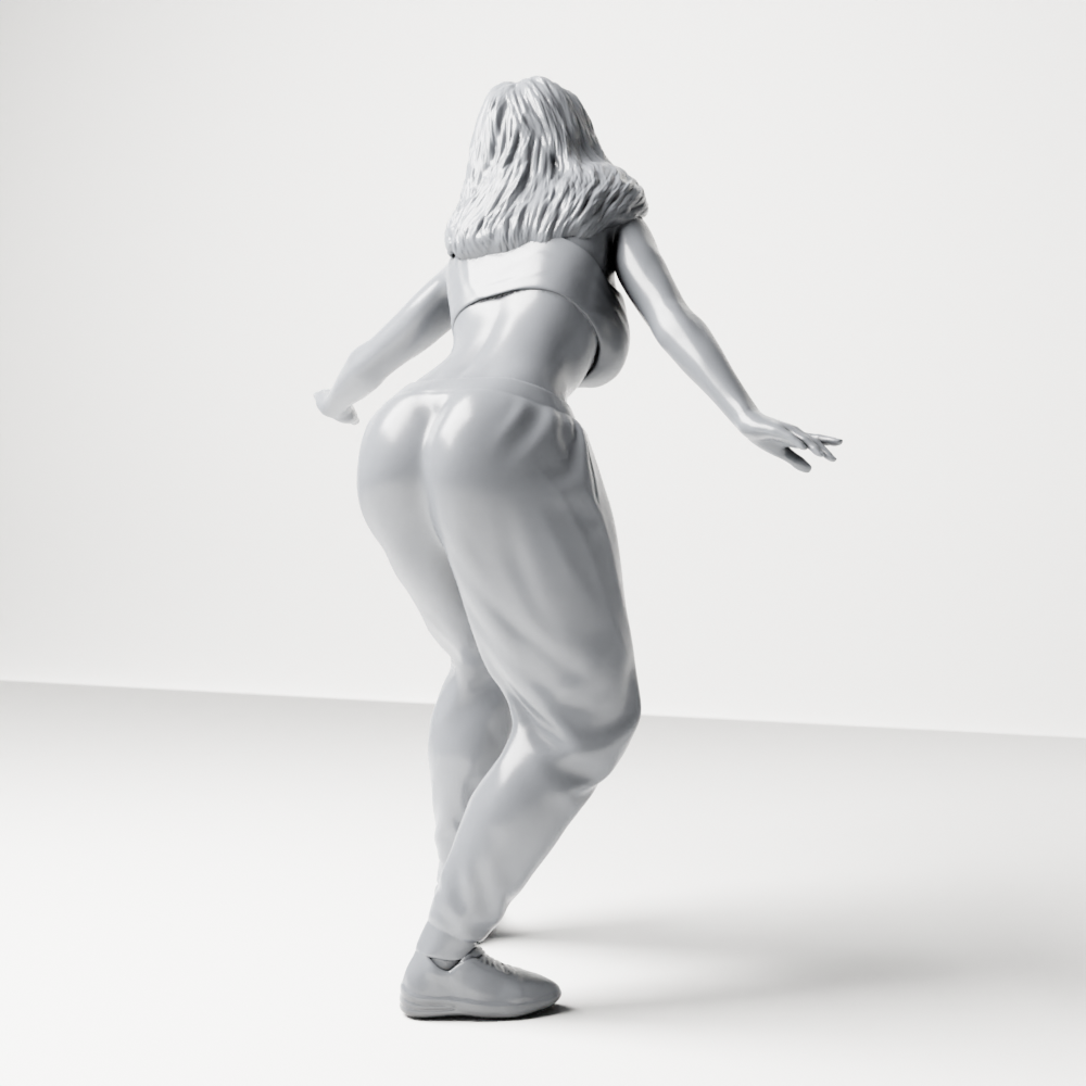 Diorama-modelbouw productfoto 3: Staande figuur: skater in balanshouding met crop-top, joggingbroek & sneakers (a171)