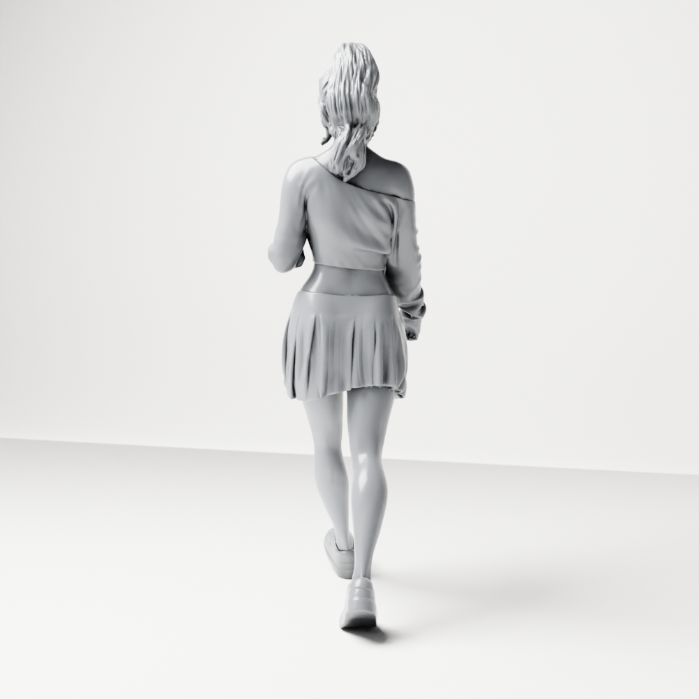 Diorama Modellbau Produktfoto 6: Gehende Figur: Sportlerin/Junge Frau mit Getränkebecher in Freizeitkleidung (a213)