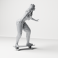 Diorama Modellbau Produktfoto 7: Diorama Figur: Skaterin balancierend auf Skateboard mit Crop-Top & Jogginghose (a170)