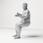 Diorama Modellbau Produktfoto 8: Sitzende Figur: Gestikulierender Mann mit Pullover, Hose & Flip-Flops (a165)