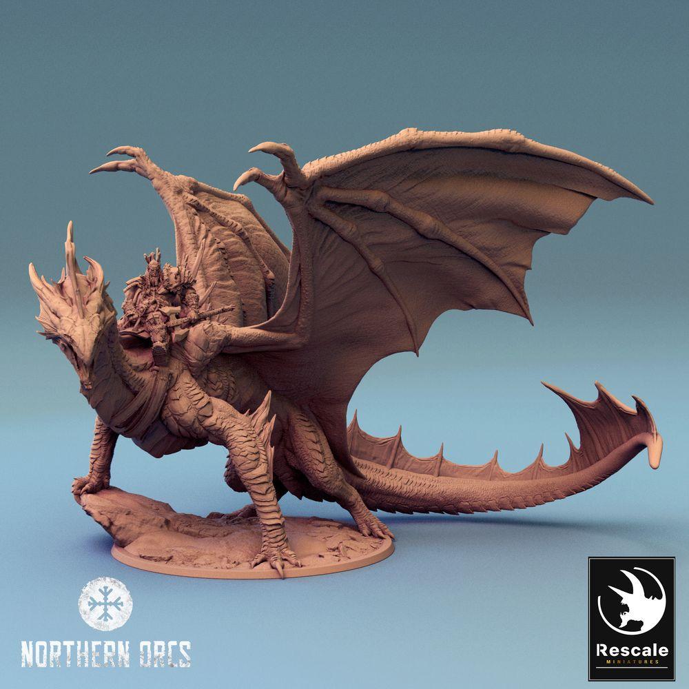 Productfoto Tabletop 28mm Lord of the Print (LotP) 0: M legendarische metalen zilveren draak geland (24_04_M)