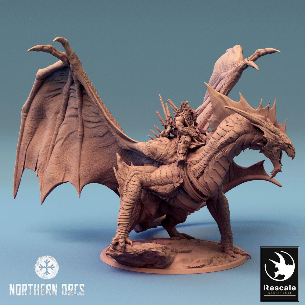 Productfoto Tabletop 28mm Lord of the Print (LotP) 0: M legendarische metalen zilveren draak geland (24_04_M)