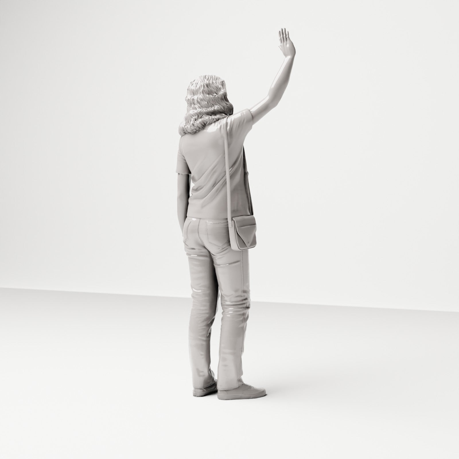 Stehende Figur: Passant im Freizeitoutfit winkend (Ref. Nr. 504) - vollständige Studioansicht 4