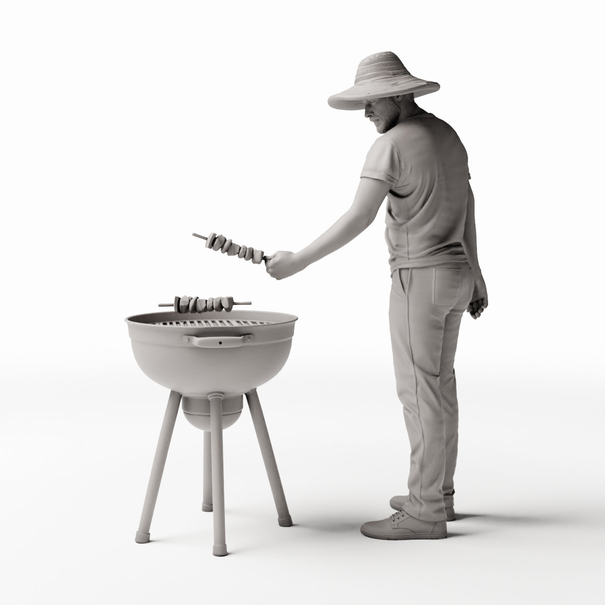 Diorama Modellbau Produktfoto 0: Stehende Figur: Mann am Grill mit Grillbesteck (Ref. Nr. 533)
