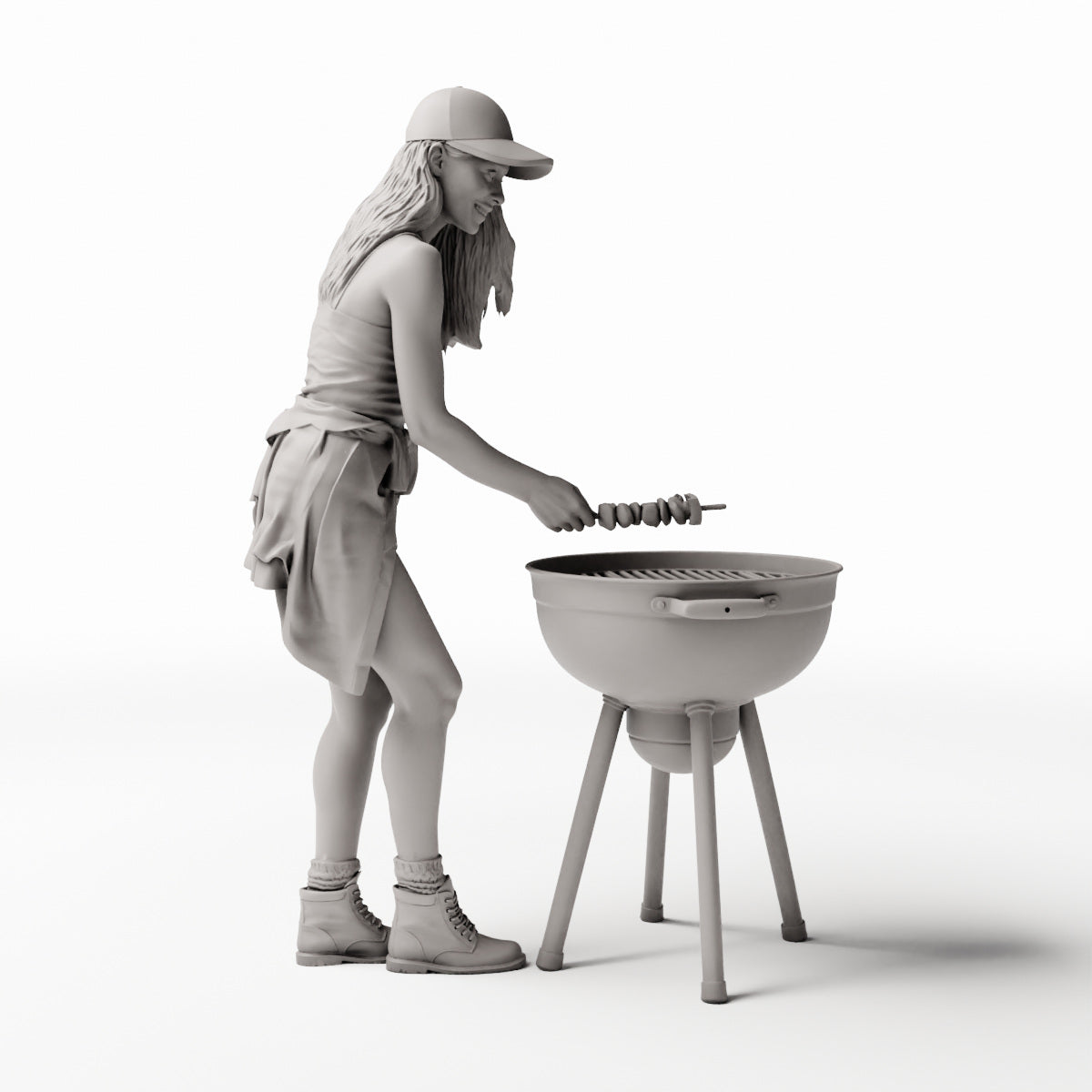 Diorama Modellbau Produktfoto 0: Stehende Figur: Frau mit Grillzange am Kugelgrill (Ref. Nr. 534)