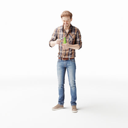 Diorama Modellbau Produktfoto 0: Stehende Figur: Mann mit Freizeithemd, Flasche und Flaschenöffner (Ref. Nr. 536)