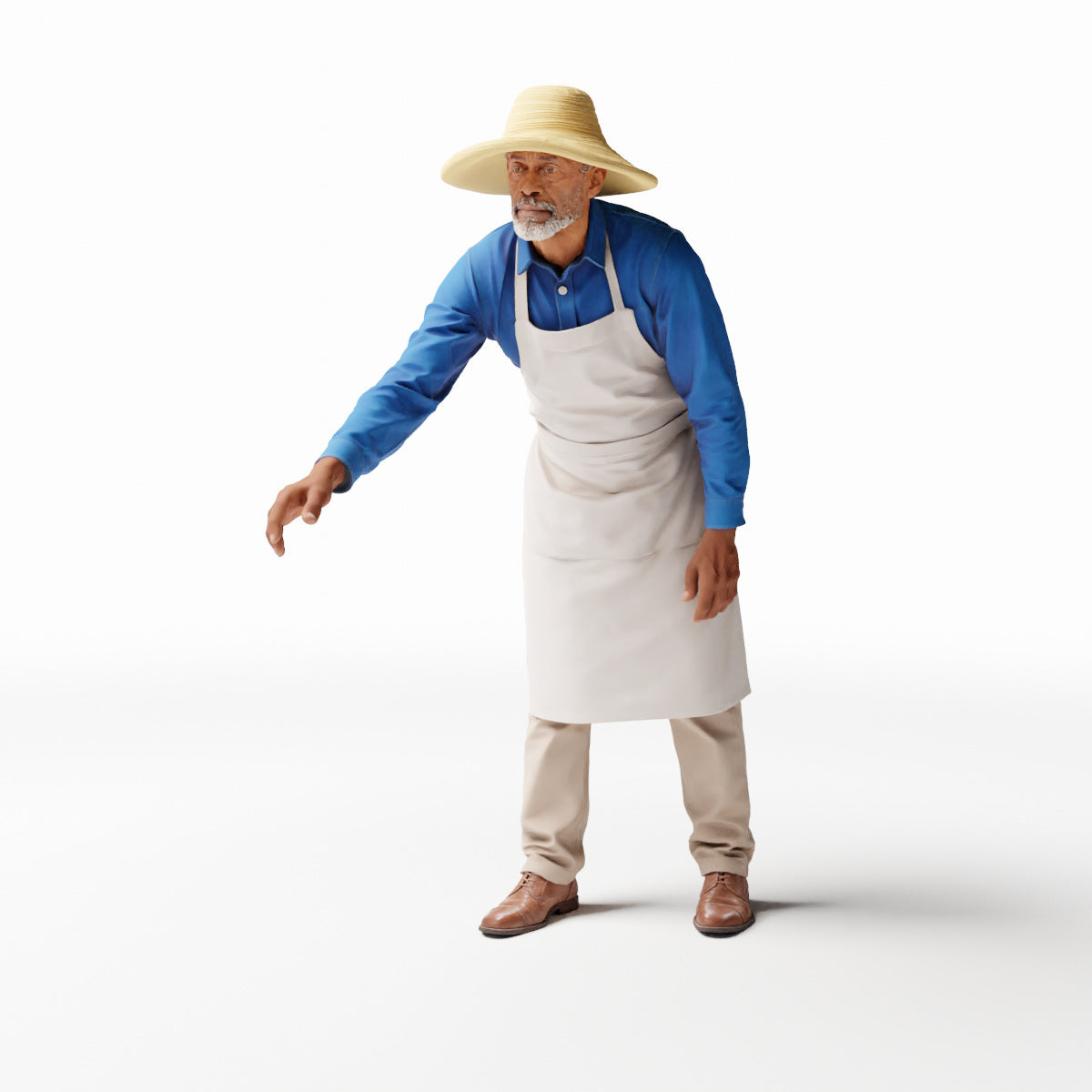 Diorama Modellbau Produktfoto 0: Stehende Figur: Koch oder Grillmeister mit Schürze und Mütze greift (Ref. Nr. 537)