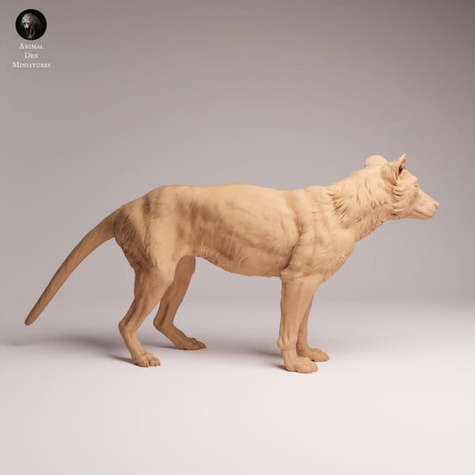 Productfoto Tabletop 28mm Lord of the Print (LotP) 0: Wilddierfiguur: buidelwolf (Tasmaanse tijger) - staand (26_04_10)
