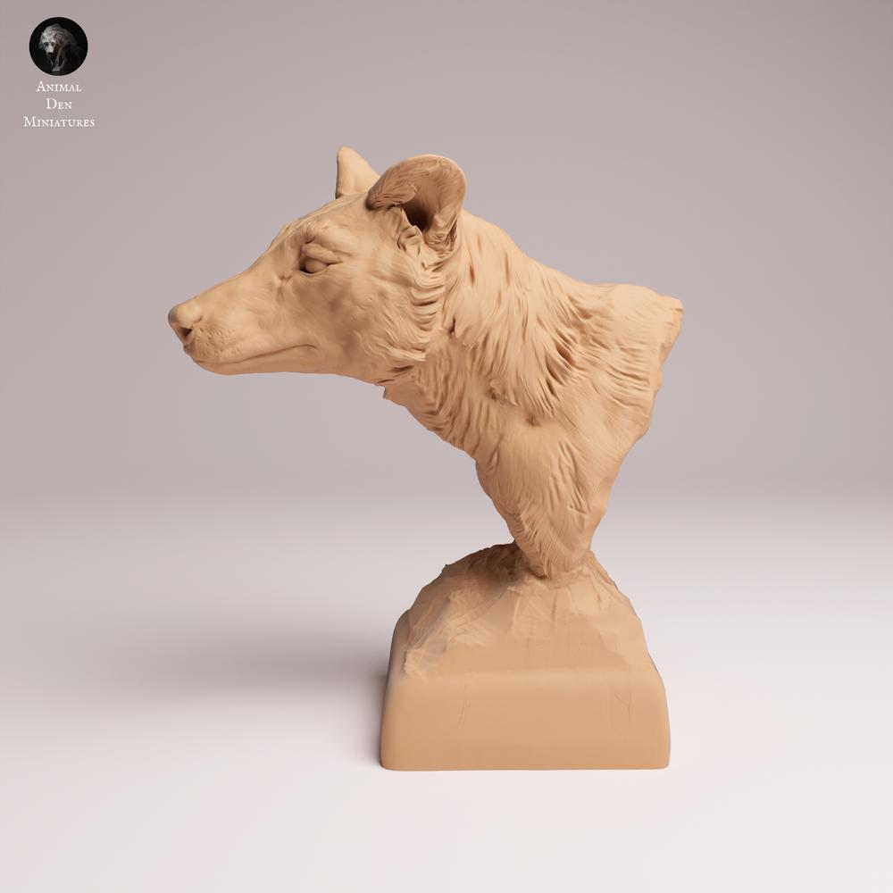 Productfoto Tabletop 28mm Lord of the Print (LotP) 1: Wildlife dierenfiguur: buidelwolf (Tasmaanse tijger) - buste (26_04_08)