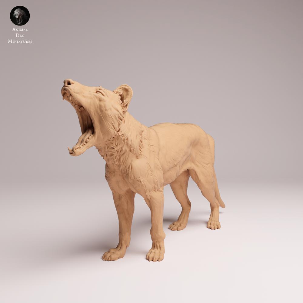 Productfoto Tabletop 28mm Lord of the Print (LotP) 1: Wild dierenfiguur: buidelwolf (Tasmaanse tijger) - gapend (26_04_09)