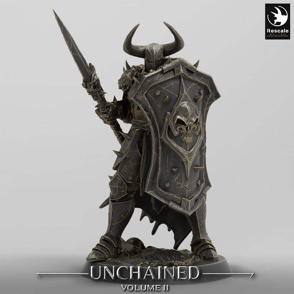 Productfoto Tabletop 28mm Lord of the Print (LotP) 0: Tabletop Miniatuur: Donkere Paladijn, Duistere Ridder met Zwaard en Torenschild, Heldenridder Leider (24_05_E12)