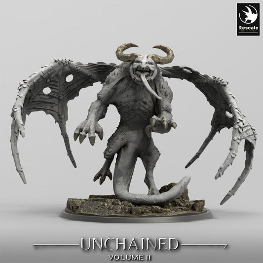 Productfoto Tabletop 28mm Lord of the Print (LotP) 0: Tabletop Miniatuur: Gevleugelde Demonenkoning Grogbann - Gargoyle-Demon, Helwezen, Dungeon-Baasmonster (24_05_H2)