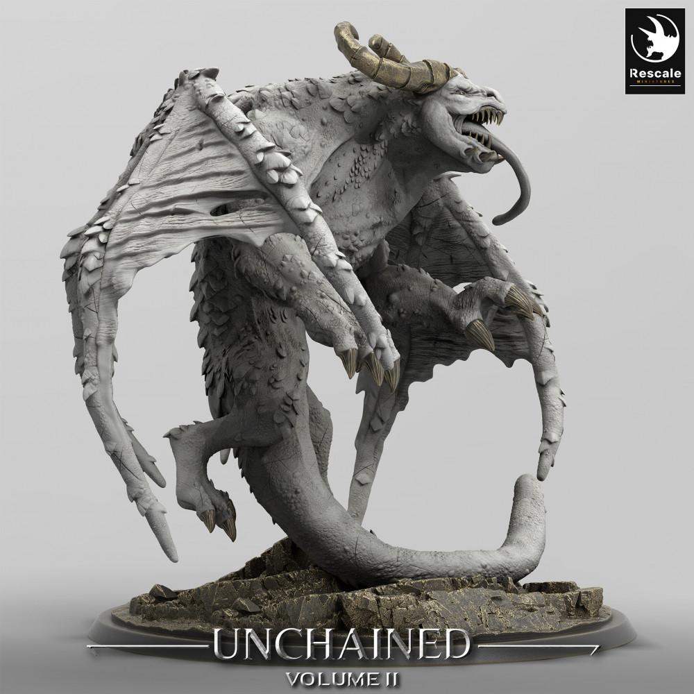 Productfoto Tabletop 28mm Lord of the Print (LotP) 0: Tabletop Miniatuur: Vleugelige Demonenkoning Grogbann - Gargoyle-Demon, Helwezen, Dungeon-Baasmonster (24_05_H2)